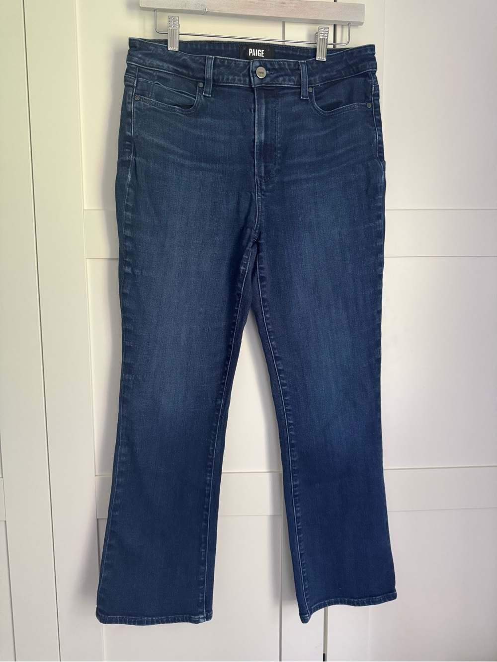 PAIGE Claudine High Rise Ankle Flare Jeans Moody Dark Wash Size 30 Classic